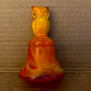 Vintage Boyd Owl Bell Orange swirl GLOWS